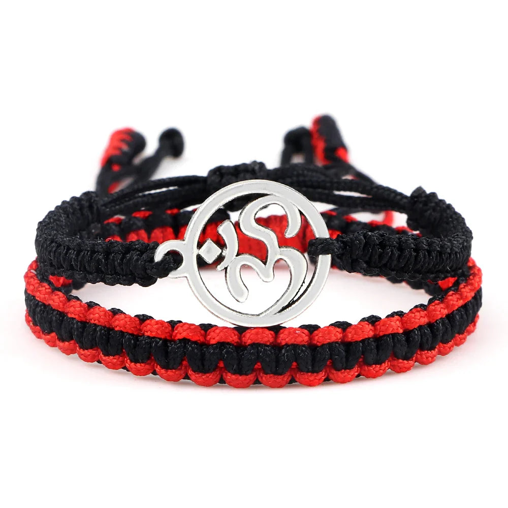 Red Om Bracelet Buddhist Lace Adjustable Spiritual Jewelry | Buddhive