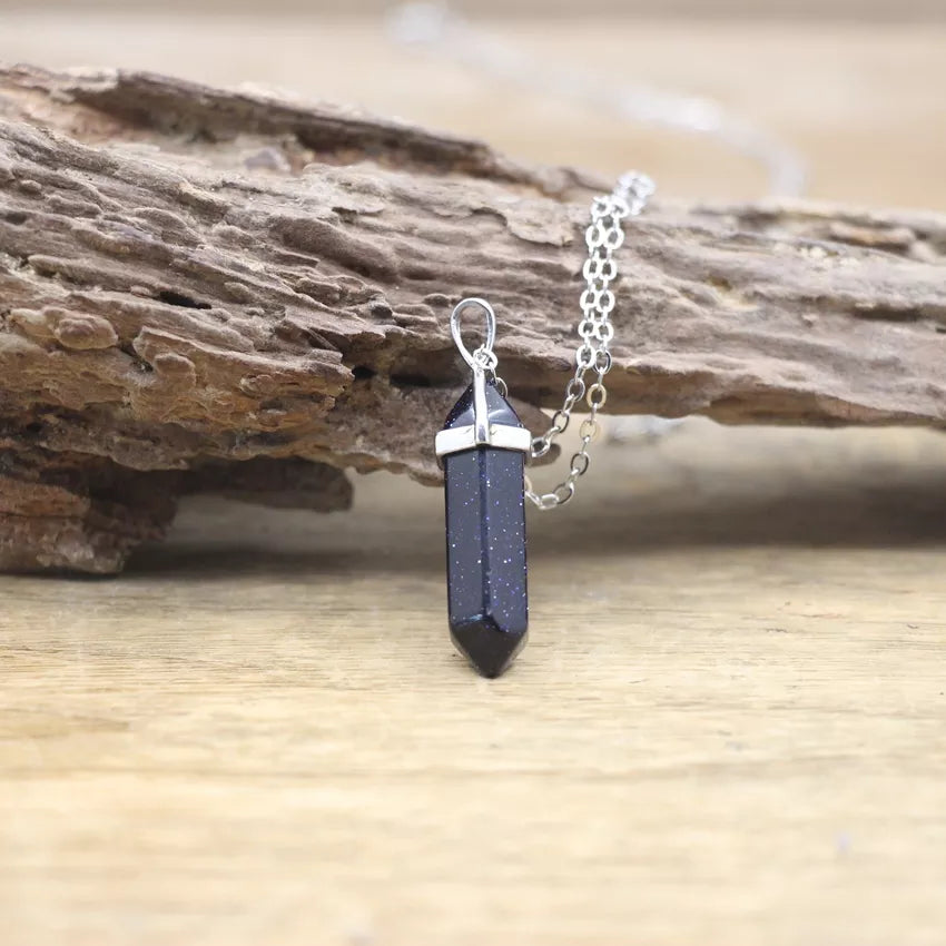 Hexagonal Stone Necklace - Natural Gemstone Pendant - Tiger's Eye & Obsidian | Buddhive