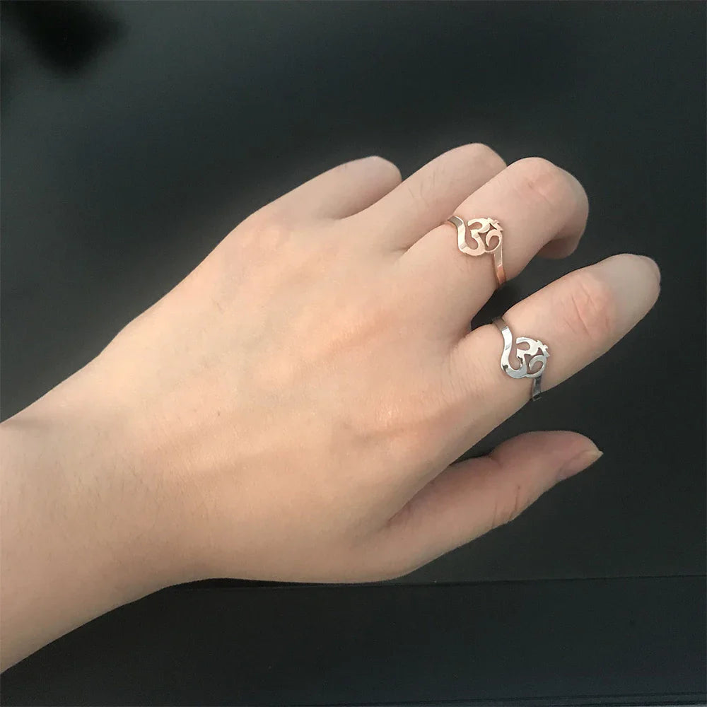 Om Ring Gold Stainless Steel Buddhist Jewelry - Meditation & Spiritual Wear | Buddhive