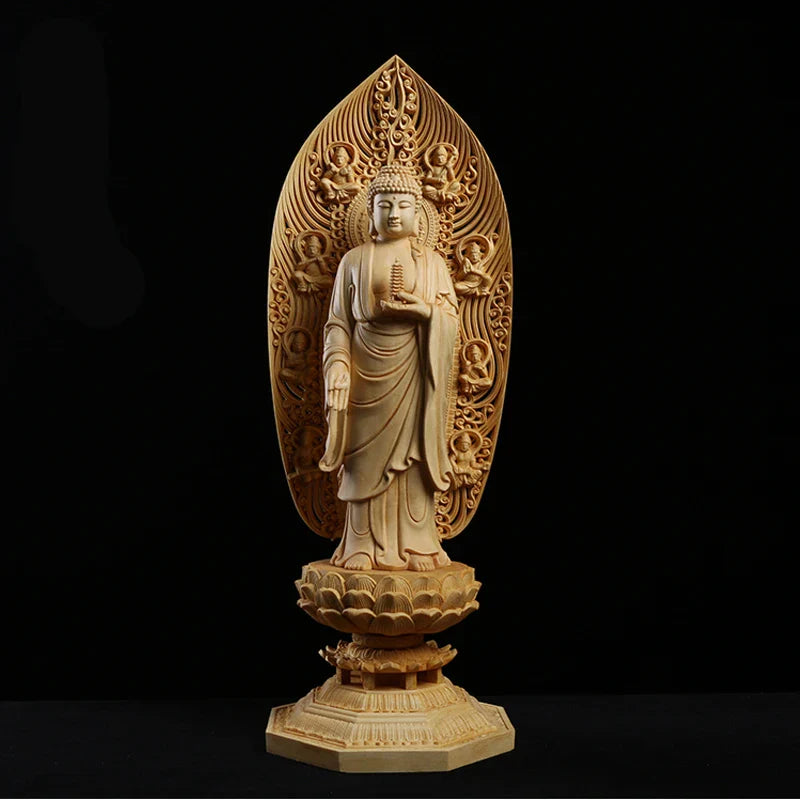Buddha Statue Solid Wood Medicine Buddha 17 Inch Hand Carved Buddhist Figurine | Buddhive