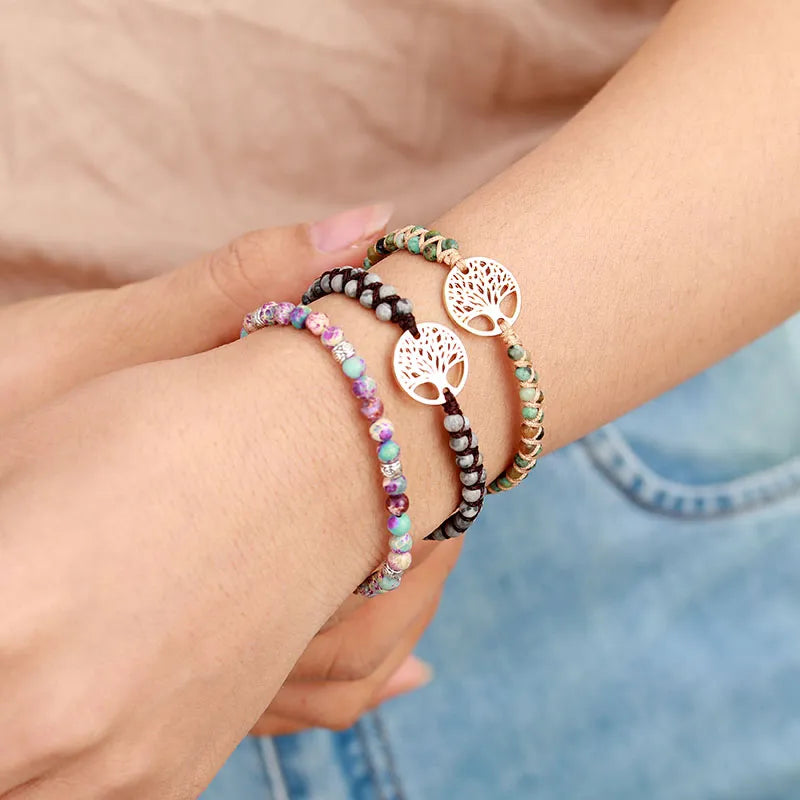 Tree of Life Bracelet African Jasper - Braided Gemstone Bracelet with Natural Stone | Buddhive