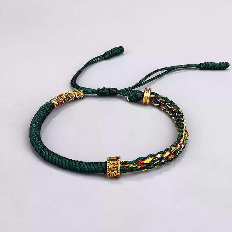 Tibetan Buddhist Monk Bracelet - Handwoven Black & Yellow Cotton Rope | Buddhive
