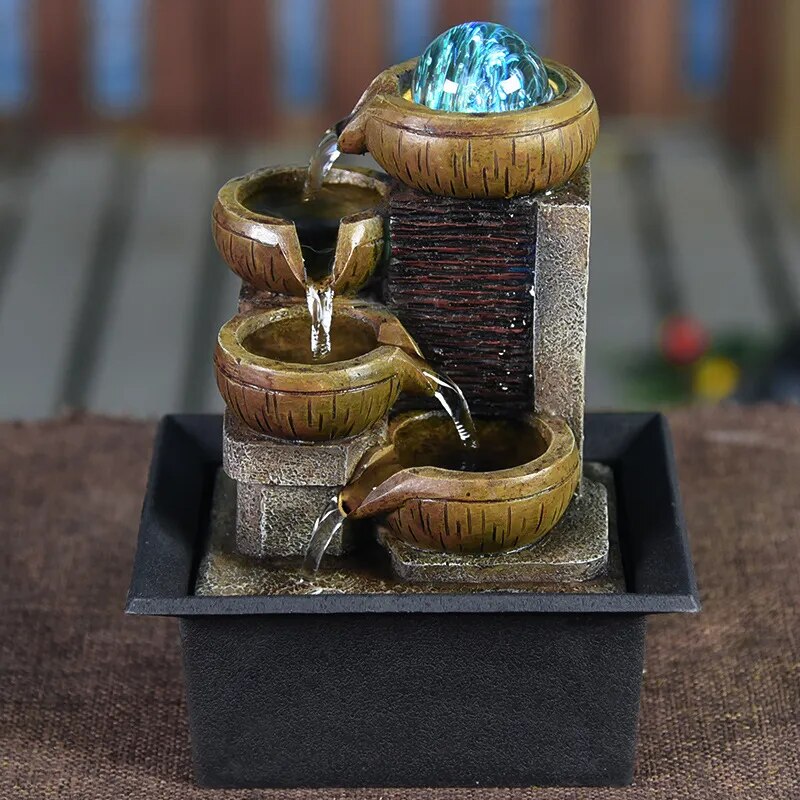 Desktop Zen Fountain - Resin Water Fountain with Buddha - Meditation & Office Decor | Buddhive