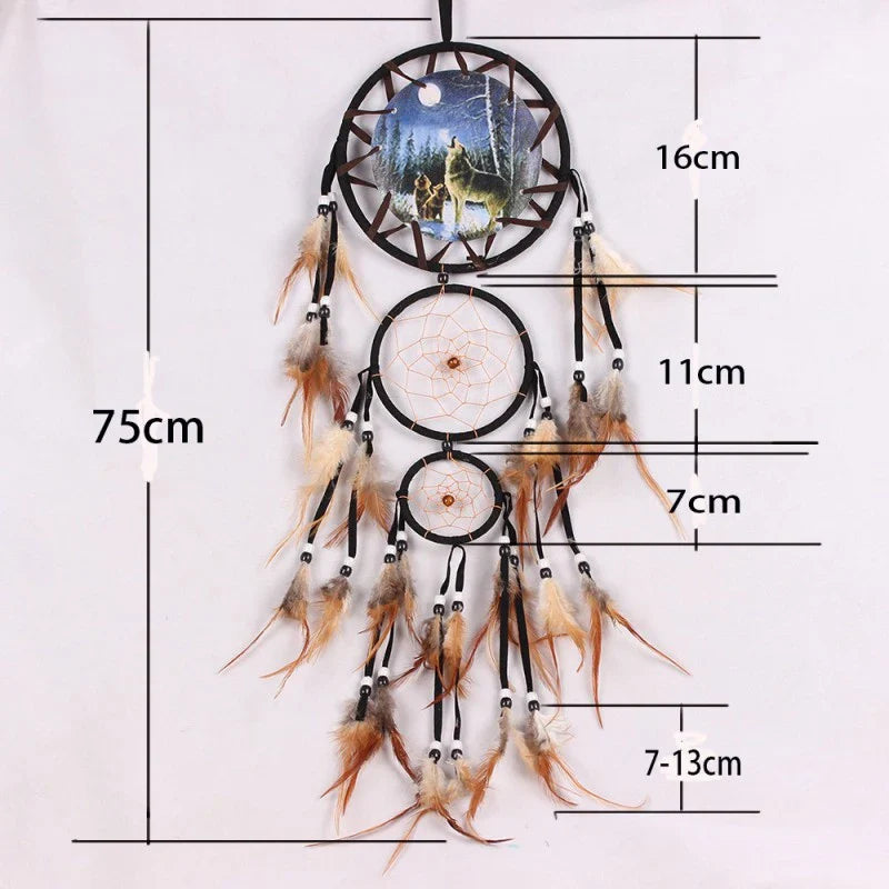 Wolf Dreamcatcher Native American Style Textile Wall Hanging Decor | Buddhive