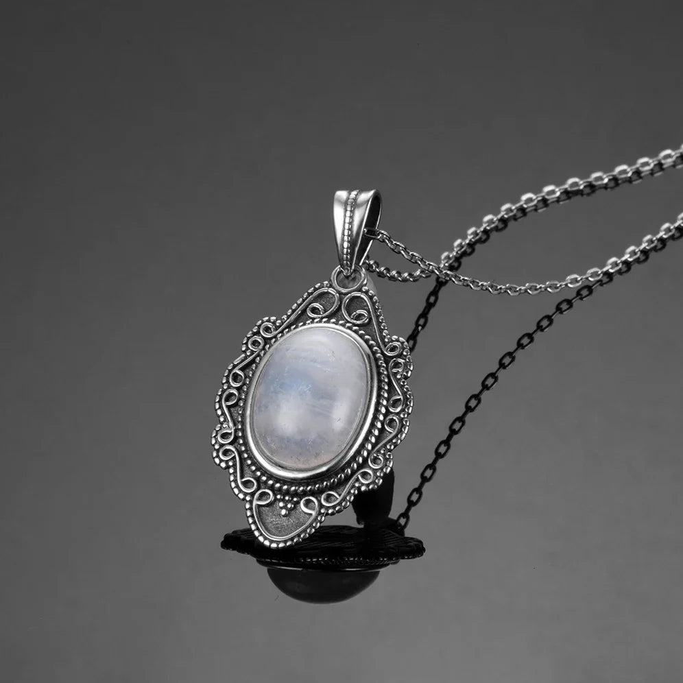 Moonstone Necklace Sterling Silver - Natural Gemstone Pendant for Balance & Intuition | Buddhive