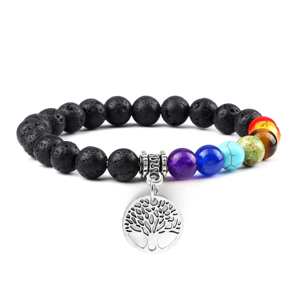 7 Chakra Bracelet Tree of Life Charm Natural Stone - Healing Energy & Balance | Buddhive