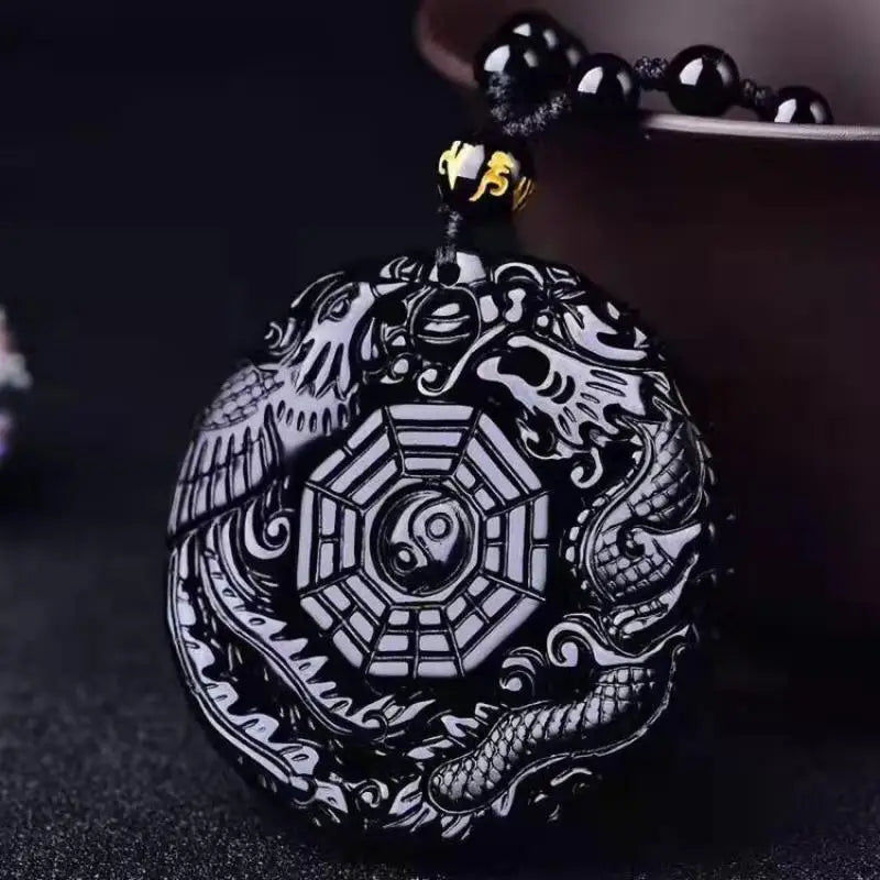 Yin Yang Pendant Black Stone Buddhist Amulet - Harmony & Balance Necklace | Buddhive