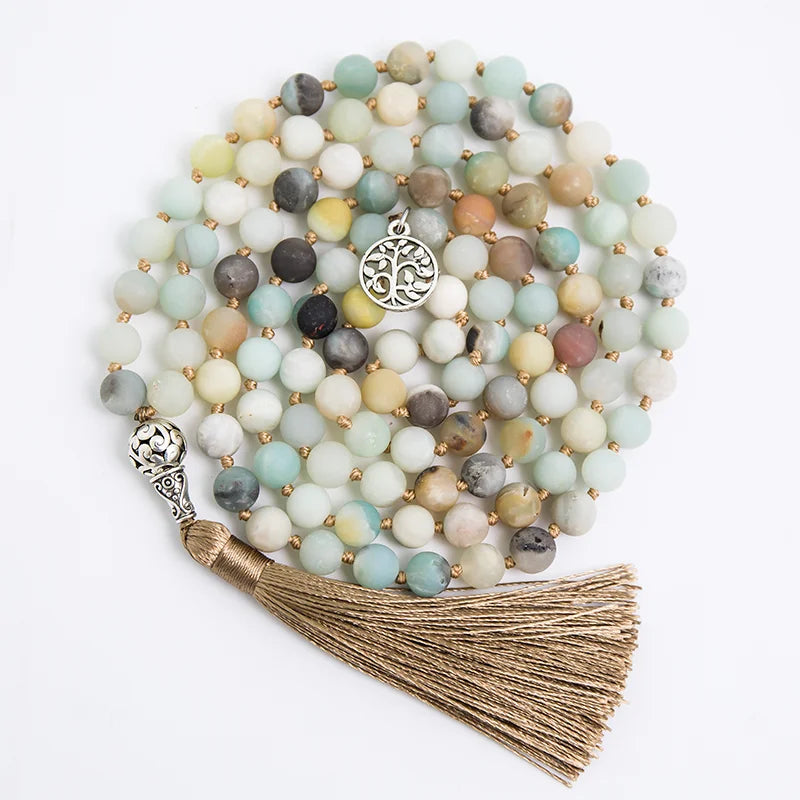 Amazonite Mala Beads 108 - Tibetan Prayer Necklace for Meditation & Balance | Buddhive