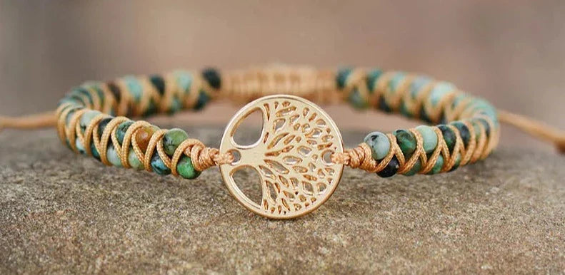 Tree of Life Bracelet African Jasper - Braided Gemstone Bracelet with Natural Stone | Buddhive
