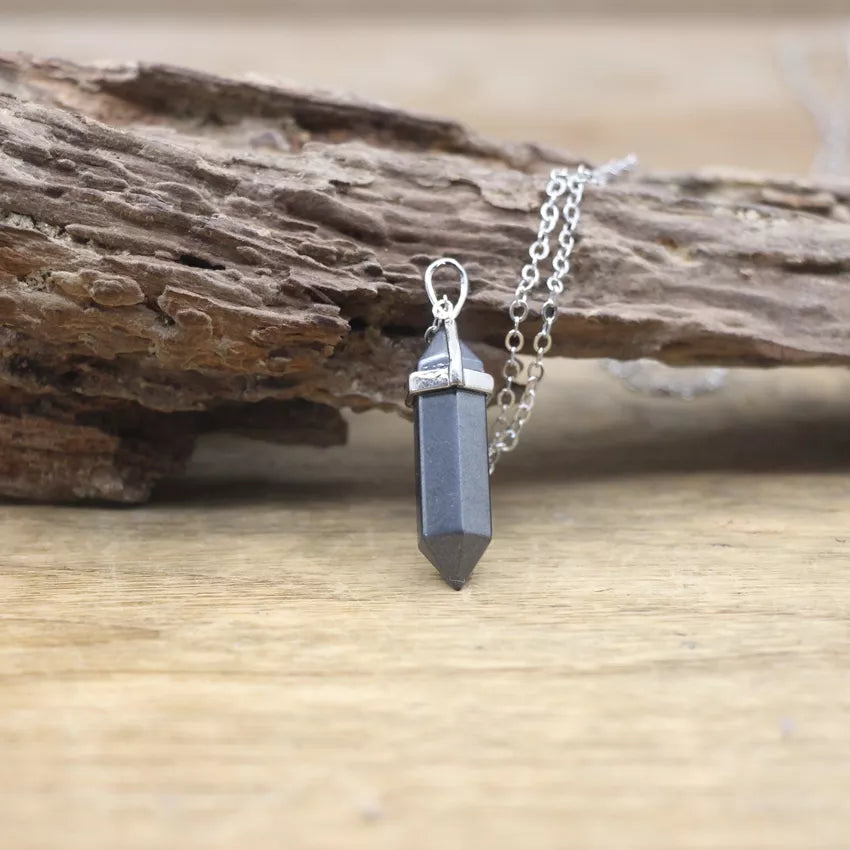 Hexagonal Stone Necklace - Natural Gemstone Pendant - Tiger's Eye & Obsidian | Buddhive