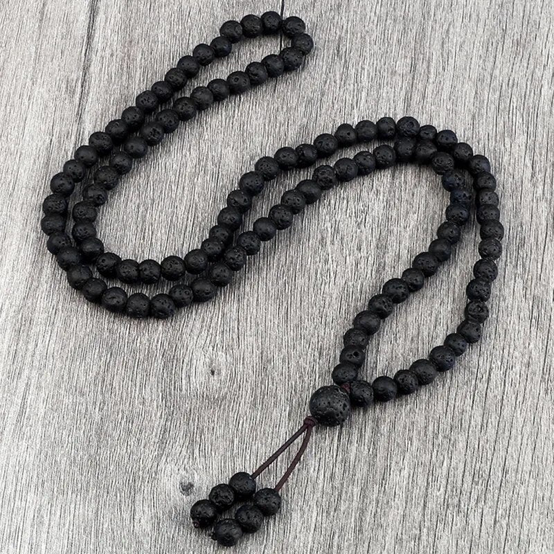 Natural Lava Stone Mala Bracelet - Buddhist Prayer Beads - Meditation & Grounding | Buddhive