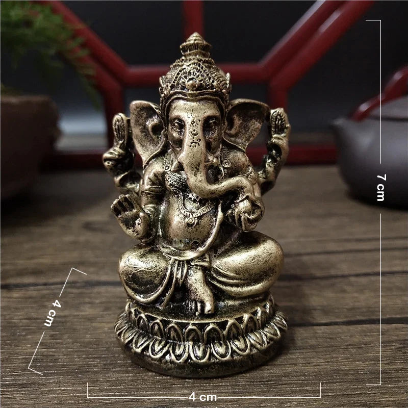 Ganesh Statue on Lotus - Golden 4-Arm Hindu Deity Figurine - Good Luck & Prosperity | Buddhive