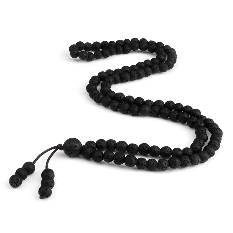 Natural Lava Stone Mala Bracelet - Buddhist Prayer Beads - Meditation & Grounding | Buddhive