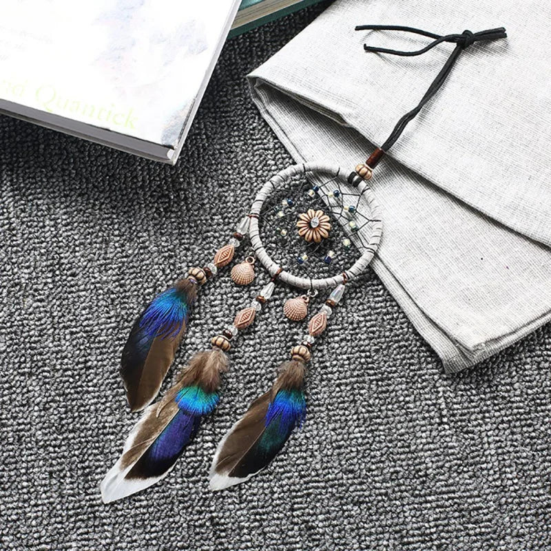 Feather Dream Catcher - Handcrafted Boho Wall Hanging with Natural Feathers | Buddhive