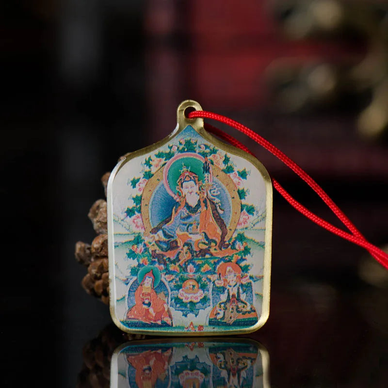 Tibetan Buddhist Amulet Pendant - Rectangle Solitaire Sacred Talisman | Buddhive