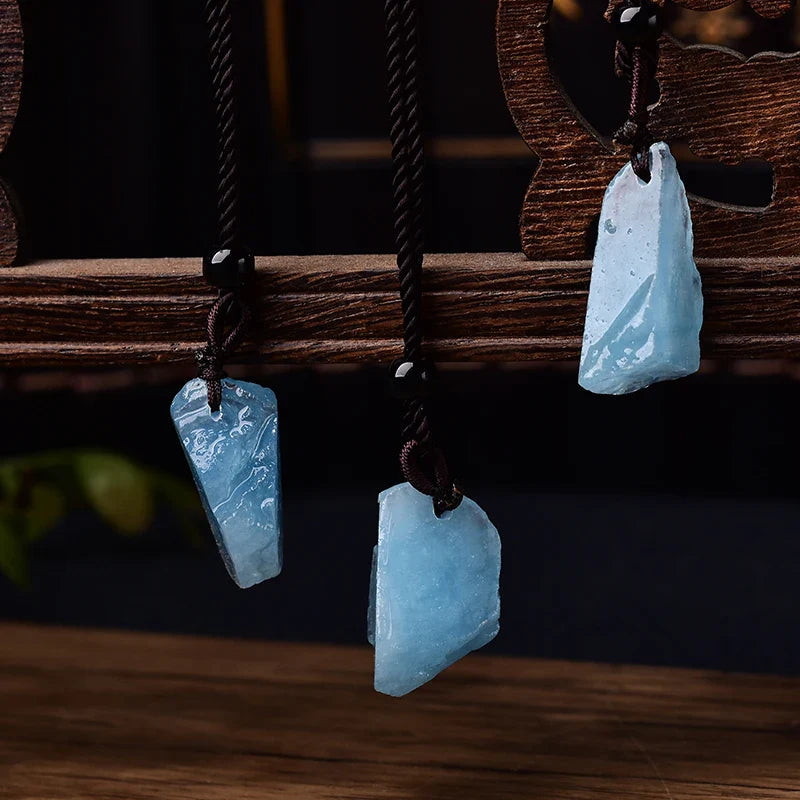 Blue Quartz Necklace - Natural Stone Buddhist Pendant - Healing Crystal Jewelry | Buddhive
