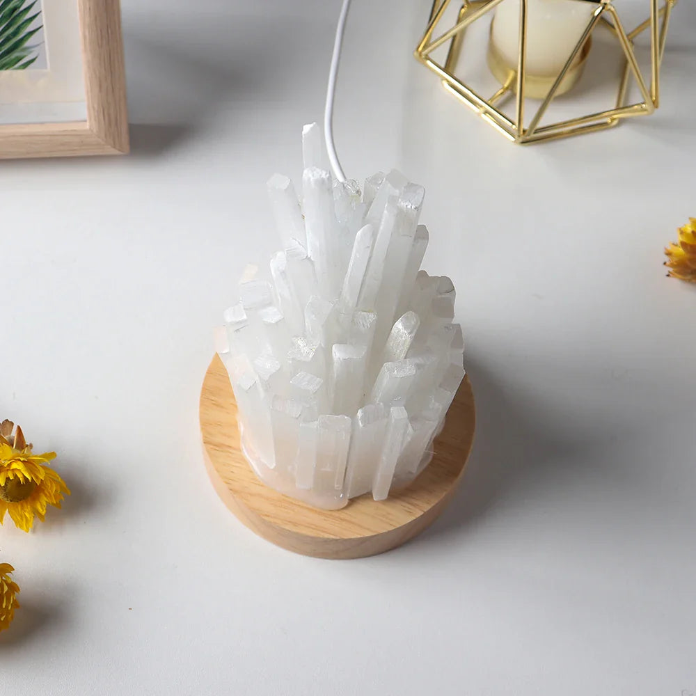Selenite Lamp White Crystal Tower - Natural Healing Stone Light for Zen Decor & Meditation | Buddhive