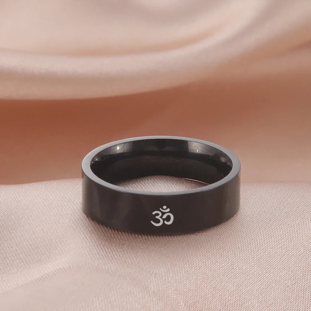 Om Ring Stainless Steel Buddhist Jewelry - Sacred Symbol Mantra Band | Buddhive