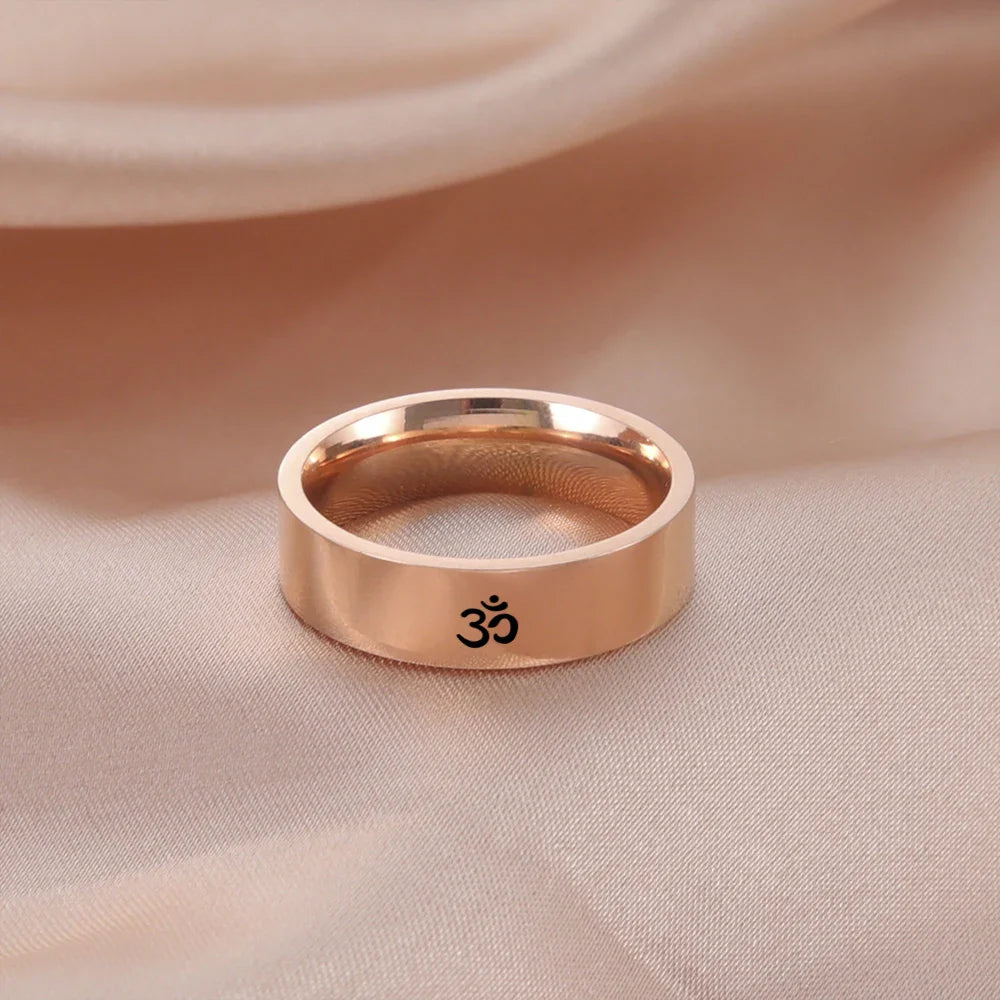 Om Ring Stainless Steel Buddhist Jewelry - Sacred Symbol Mantra Band | Buddhive