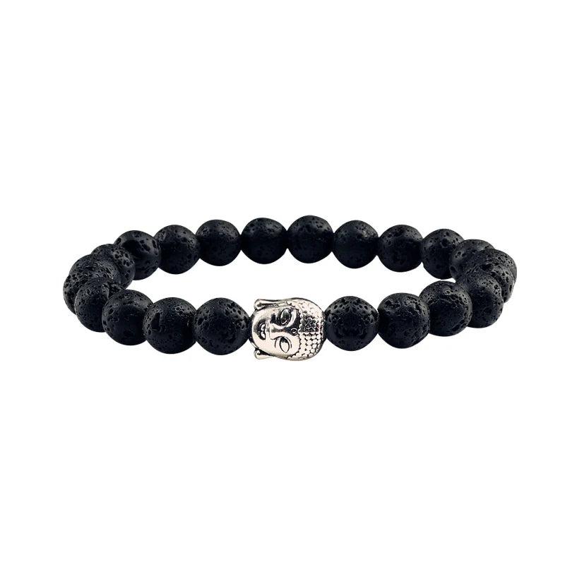 Buddha Head Lava Stone Bracelet - Natural Volcanic Rock Bead Bracelet | Buddhive