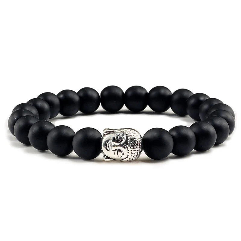 Buddha Head Lava Stone Bracelet - Natural Volcanic Rock Bead Bracelet | Buddhive