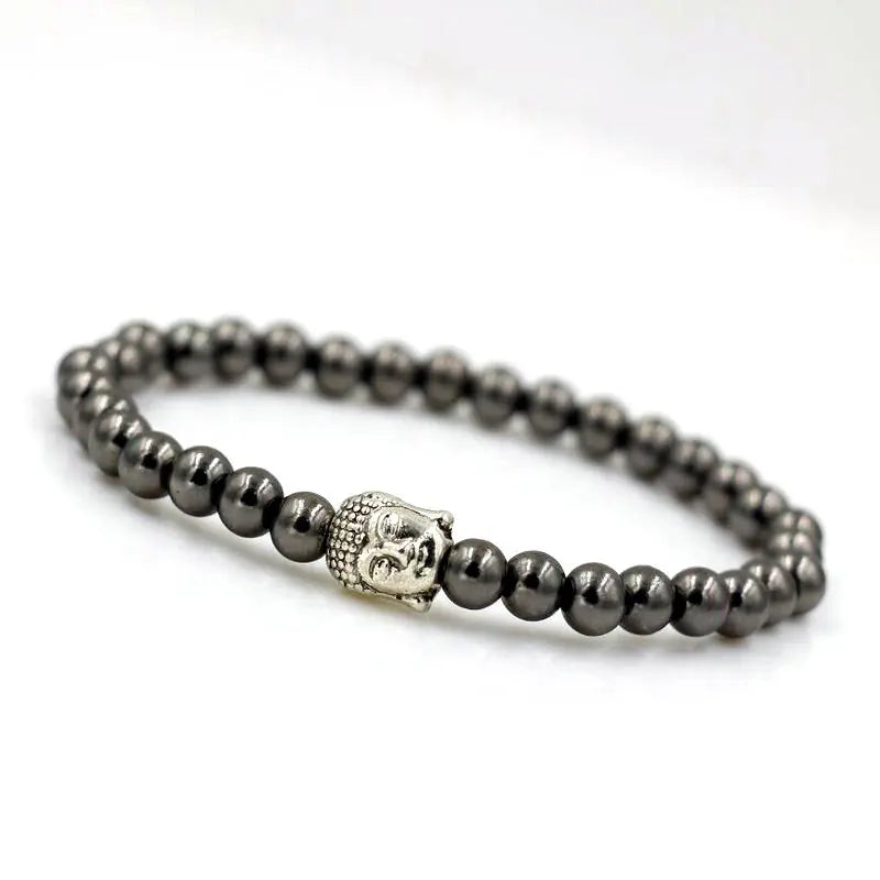 Buddha Bracelet Silver Hematite Beads - Buddhist Meditation Jewelry for Men | Buddhive