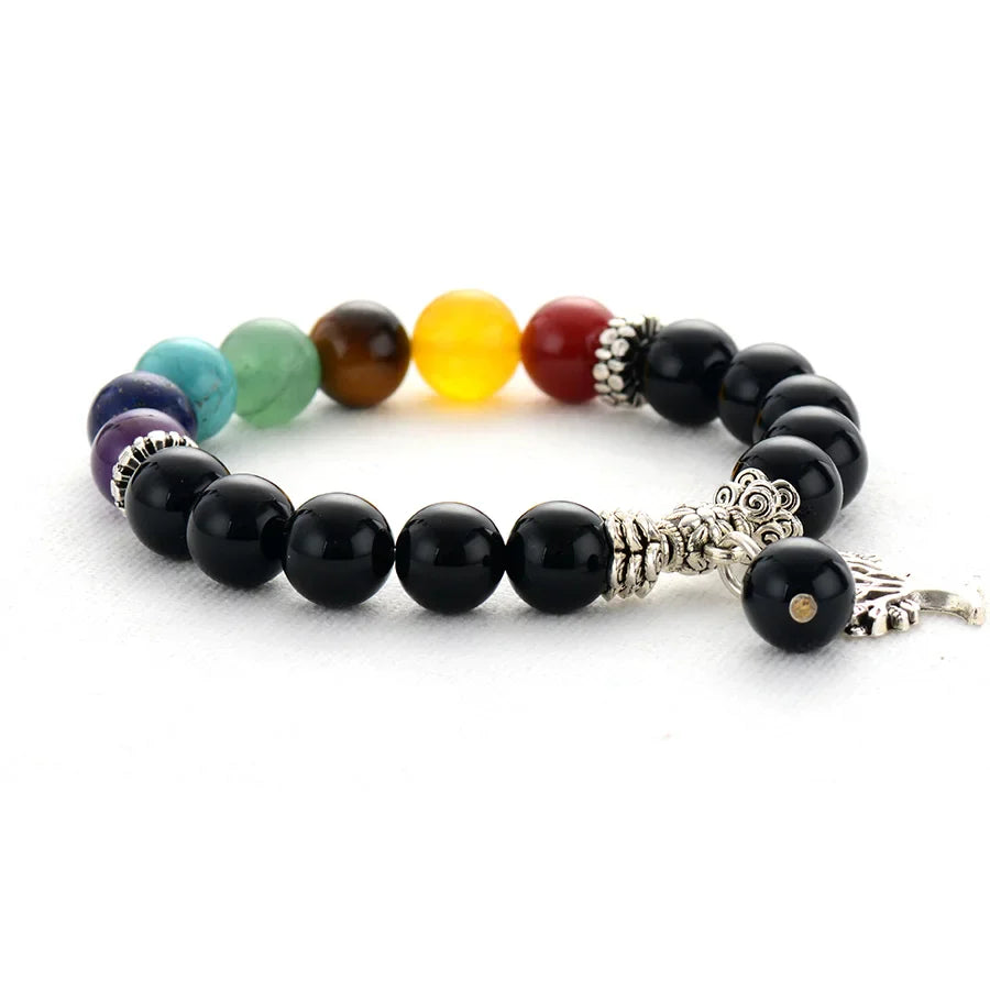 7 Chakra Bracelet with Tree of Life | Natural Stone Beaded Energy Healing Jewelry | Buddhive