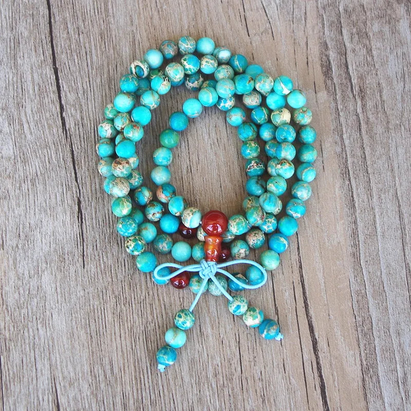 Tibetan Turquoise Mala Beads Bracelet - Authentic Buddhist Prayer Beads - Meditation | Buddhive