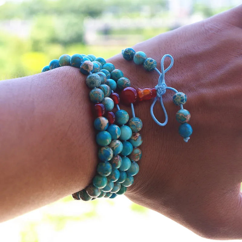 Tibetan Turquoise Mala Beads Bracelet - Authentic Buddhist Prayer Beads - Meditation | Buddhive