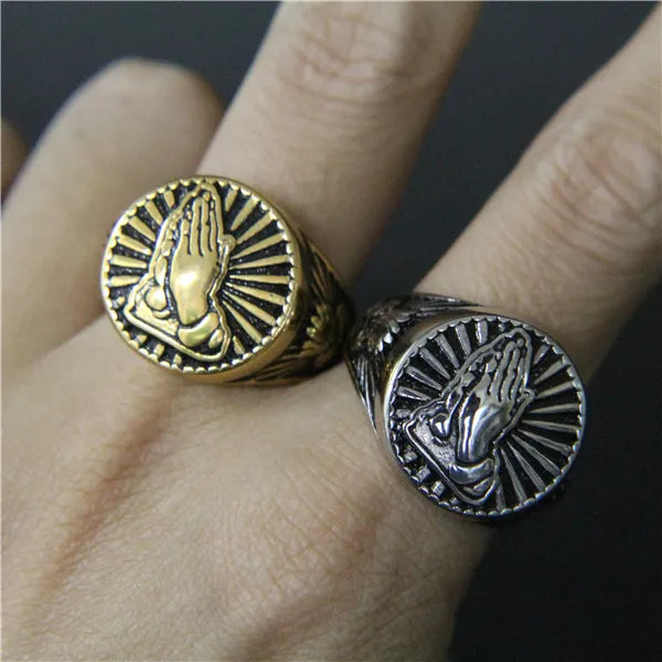 Buddha Ring Namaste Stainless Steel - Buddhist Meditation Ring for Men | Buddhive