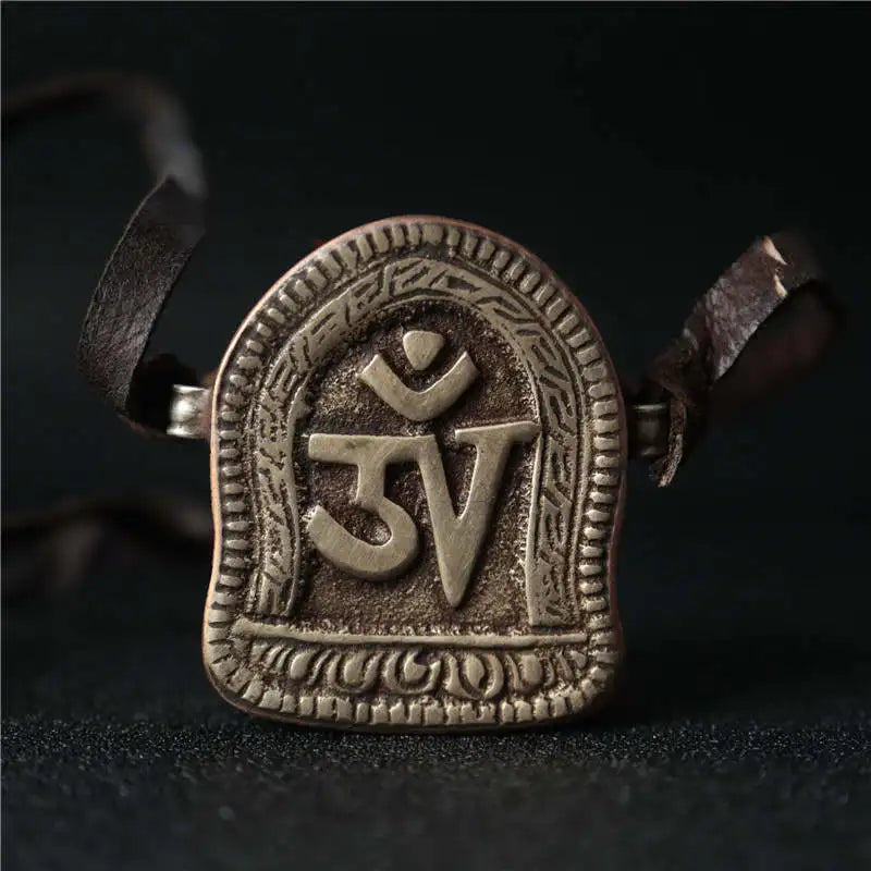 Tibetan Buddhist Amulet Ancient Metal OM Protection Pendant | Buddhive
