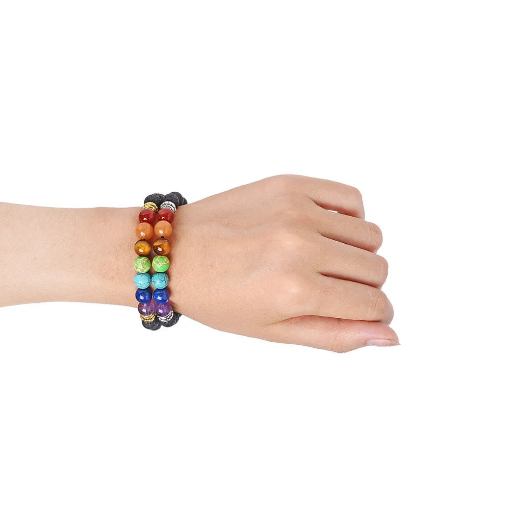 7 Chakra Bracelet Lava Stone Tree of Life - Natural Gemstone Balance | Buddhive