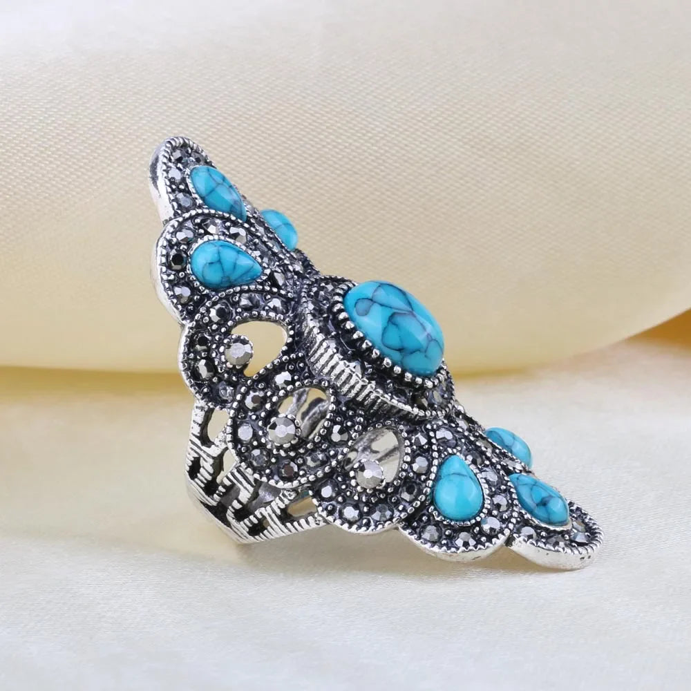 Tibetan Ring for Women - Geometric Resin Buddhist Ring Set - Vintage Spiritual Jewelry | Buddhive