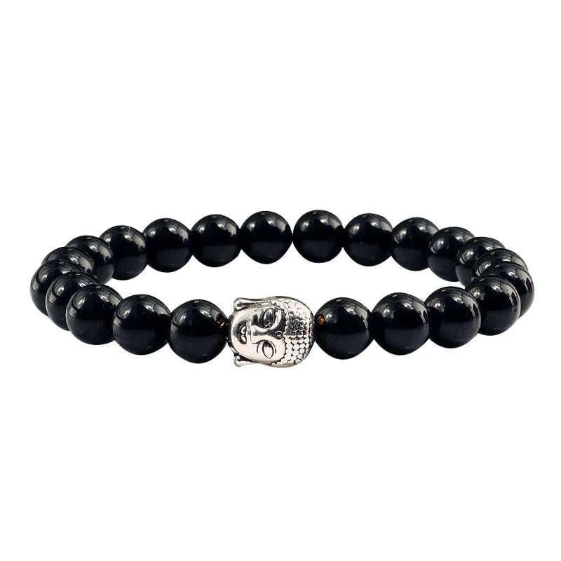 Buddha Head Lava Stone Bracelet - Natural Volcanic Rock Bead Bracelet | Buddhive
