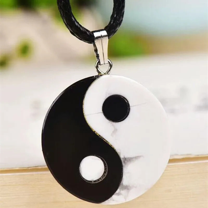 Yin Yang Necklace Pendant - Natural Stone Balance Symbol - Buddhist Jewelry | Buddhive