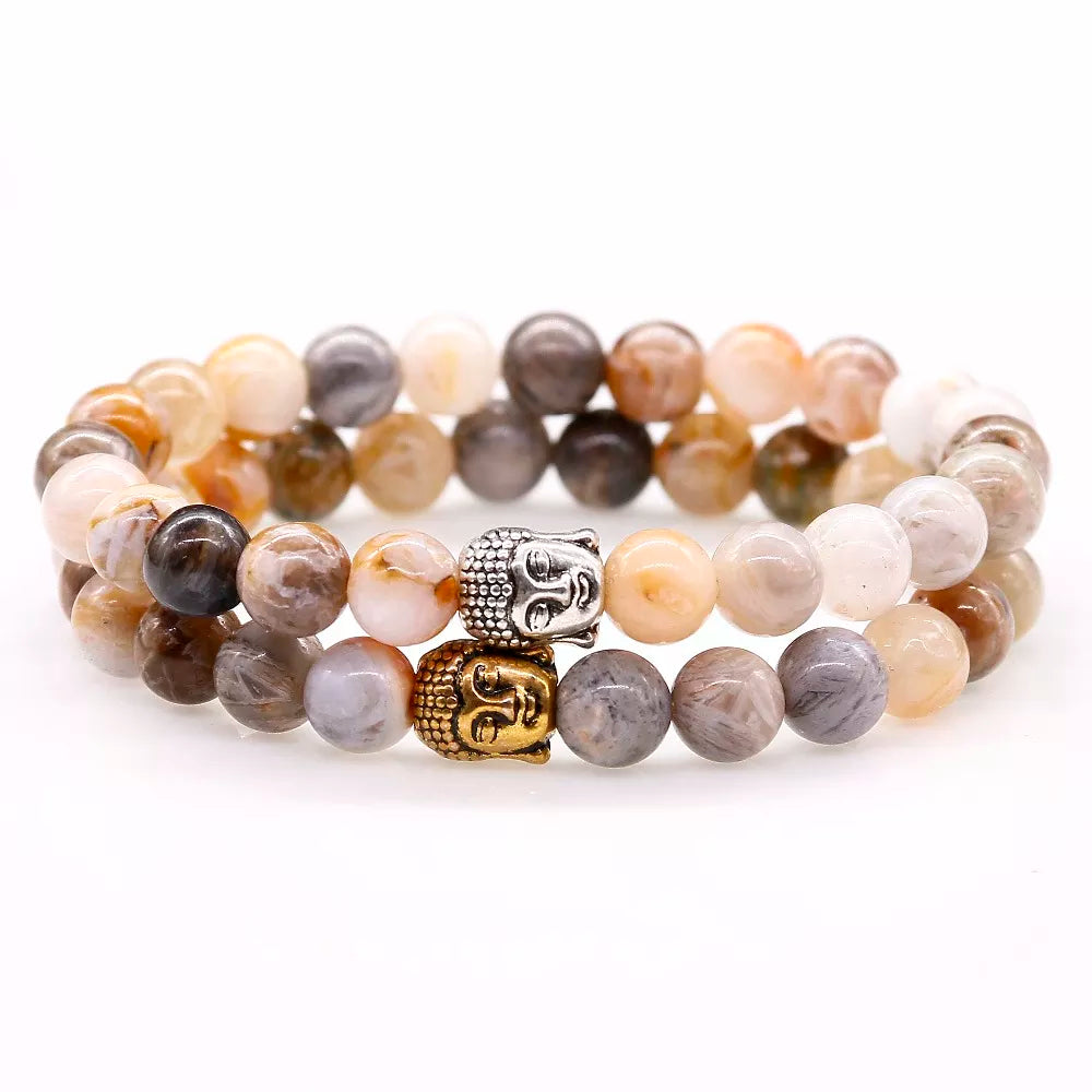 Buddha Head Agate Bracelet - Natural Stone Buddhist Beaded Bracelet | Buddhive