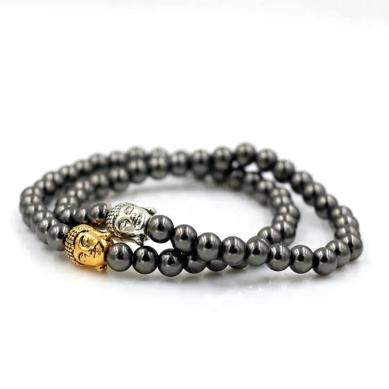 Buddha Bracelet Silver Hematite Beads - Buddhist Meditation Jewelry for Men | Buddhive
