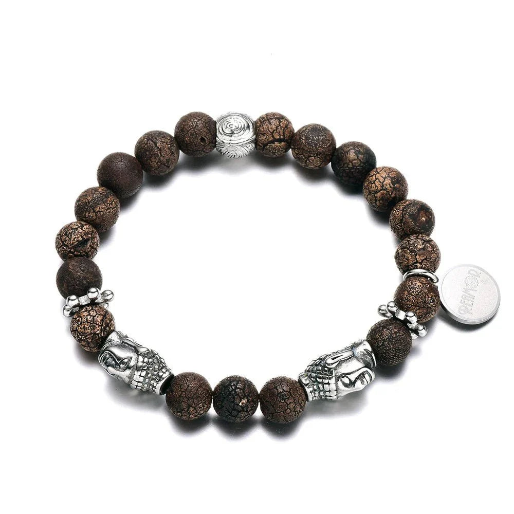 Buddha Bracelet Crackled Lava Stone - Natural Stone Beads with Buddha Head | Buddhive