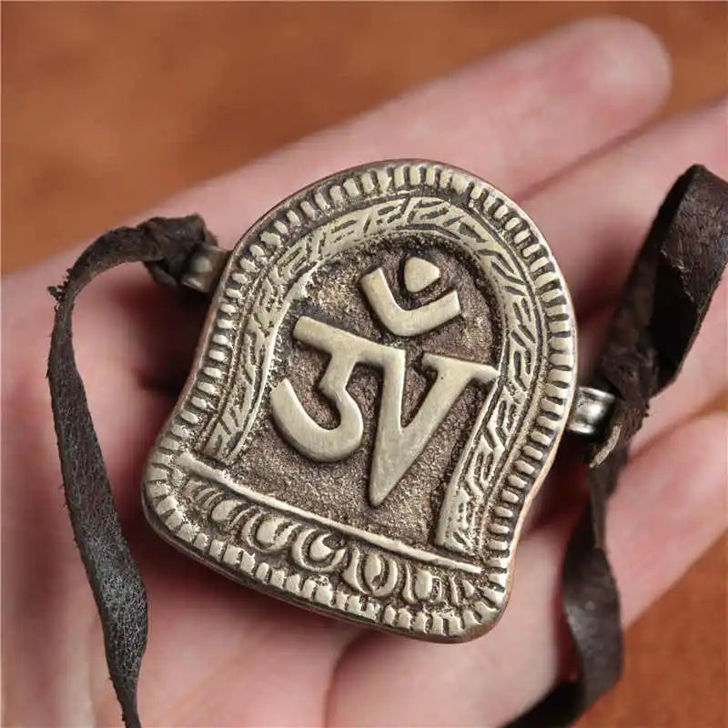 Tibetan Buddhist Amulet Ancient Metal OM Protection Pendant | Buddhive