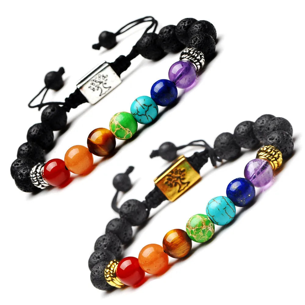 7 Chakra Bracelet Lava Stone Tree of Life - Natural Gemstone Balance | Buddhive