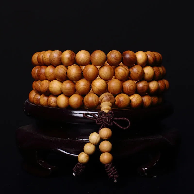 Tibetan Mala Bracelet Traditional Wood Bead Prayer Bracelet 108 Beads | Buddhive
