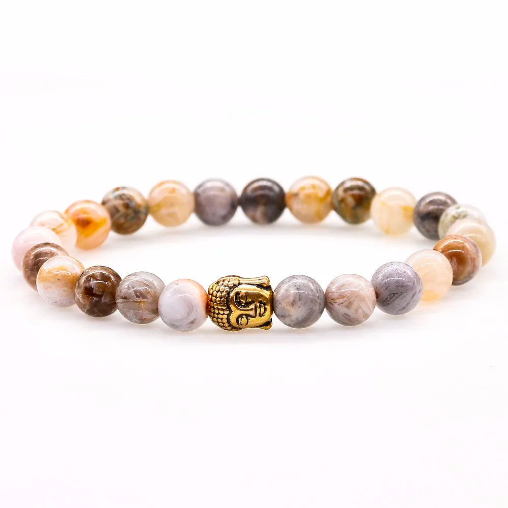 Buddha Head Agate Bracelet - Natural Stone Buddhist Beaded Bracelet | Buddhive