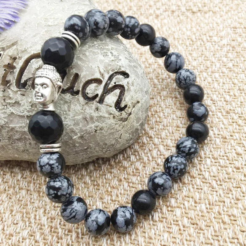 Buddha Head Agate Bracelet - Natural Stone Buddhist Jewelry for Meditation & Peace | Buddhive