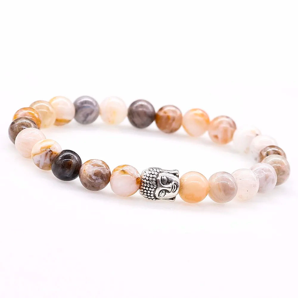 Buddha Head Agate Bracelet - Natural Stone Buddhist Beaded Bracelet | Buddhive
