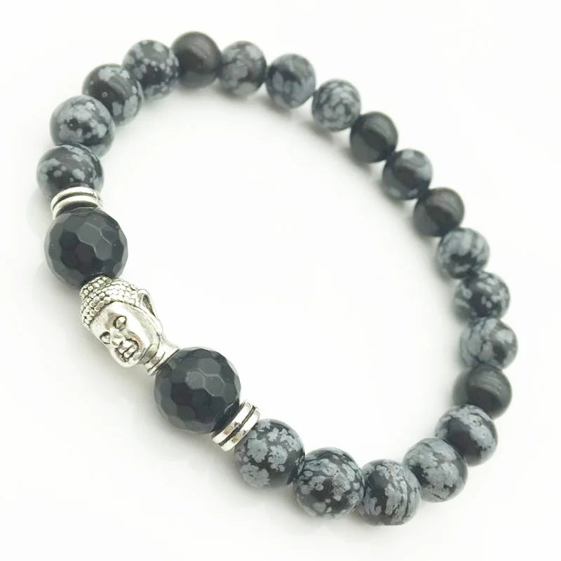 Buddha Head Agate Bracelet - Natural Stone Buddhist Jewelry for Meditation & Peace | Buddhive