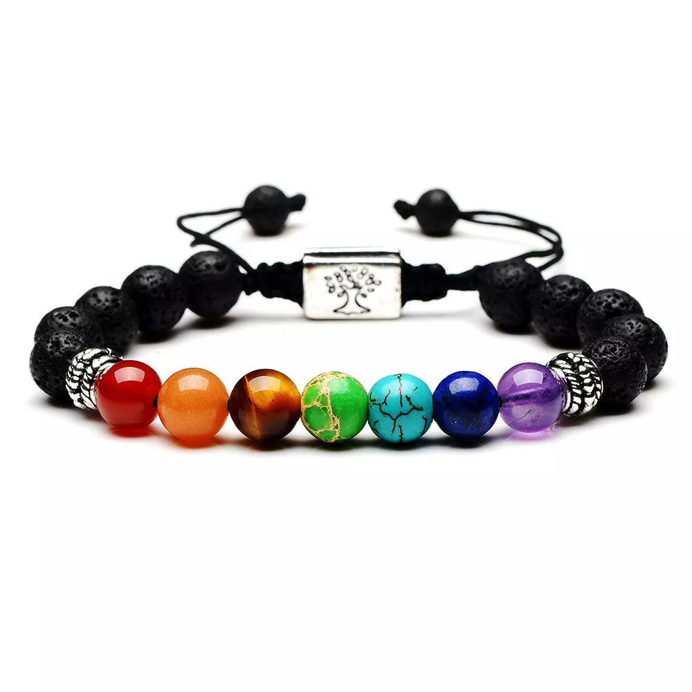 7 Chakra Bracelet Lava Stone Tree of Life - Natural Gemstone Balance | Buddhive