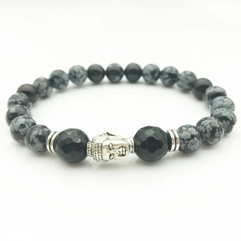Buddha Head Agate Bracelet - Natural Stone Buddhist Jewelry for Meditation & Peace | Buddhive
