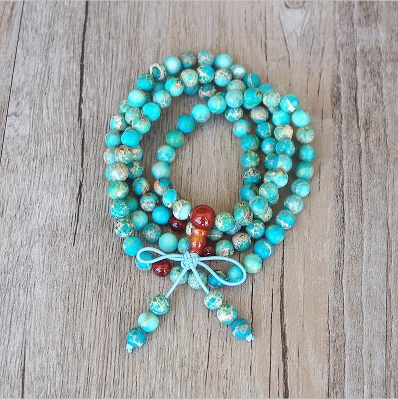 Tibetan Turquoise Mala Beads Bracelet - Authentic Buddhist Prayer Beads - Meditation | Buddhive