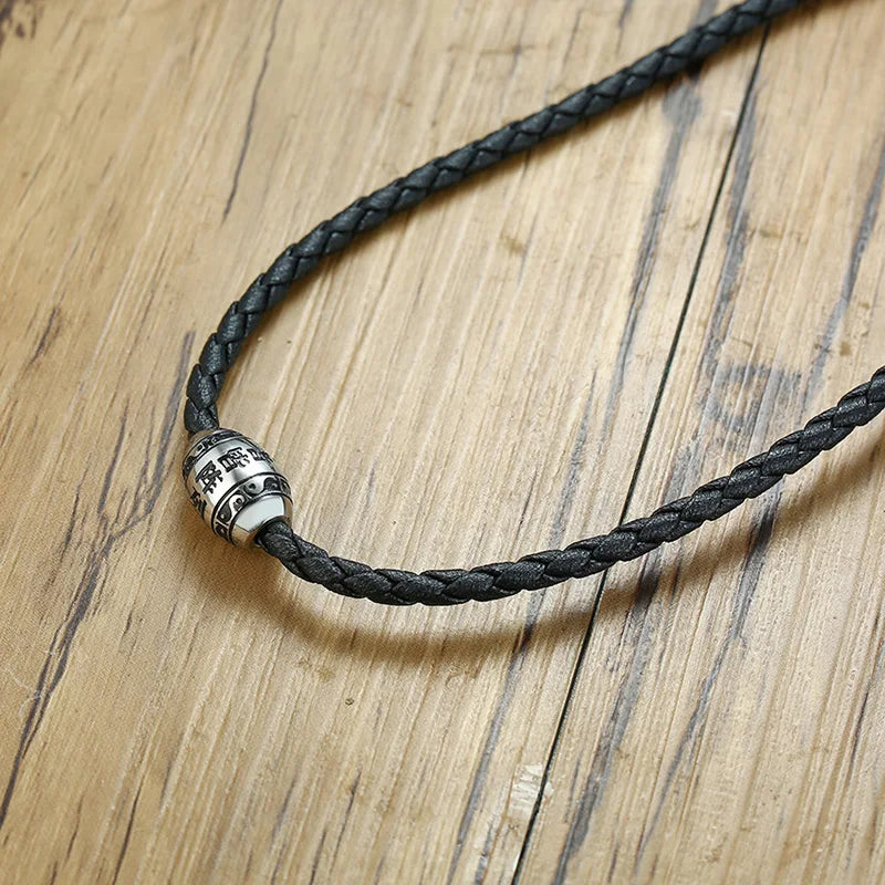 Black Mantra Buddhist Necklace Stainless Steel Charm | Spiritual Jewelry | Buddhive