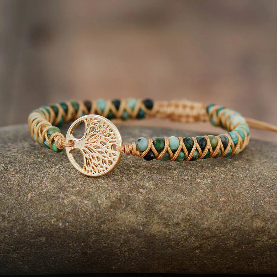 Tree of Life Bracelet African Jasper - Braided Gemstone Bracelet with Natural Stone | Buddhive